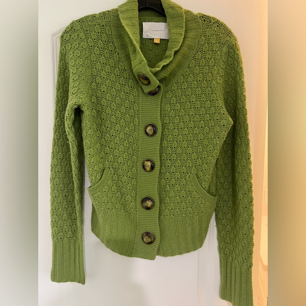 Leifsdottir Green Button-Up Cardigan